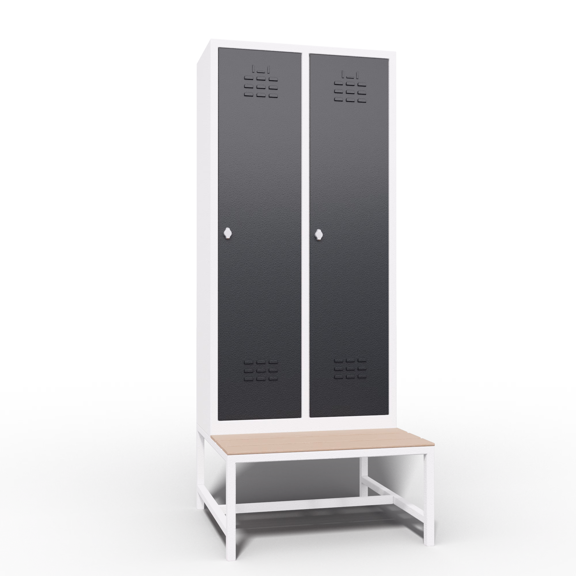 Metal Locker 2 Door Bench