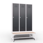 Metal Locker 3 Door Bench