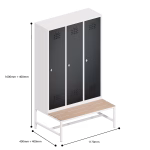Metal Locker 3 Door Bench Dimensions