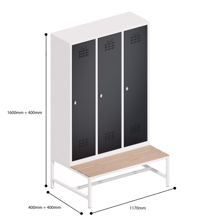 Metal Locker 3 Door Bench Dimensions