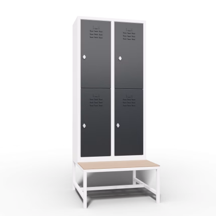 Metal Locker 4 Door Bench