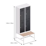 Metal Locker 4 Door Bench Dimensions
