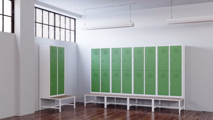 Metal Locker 4 Door Bench In Room