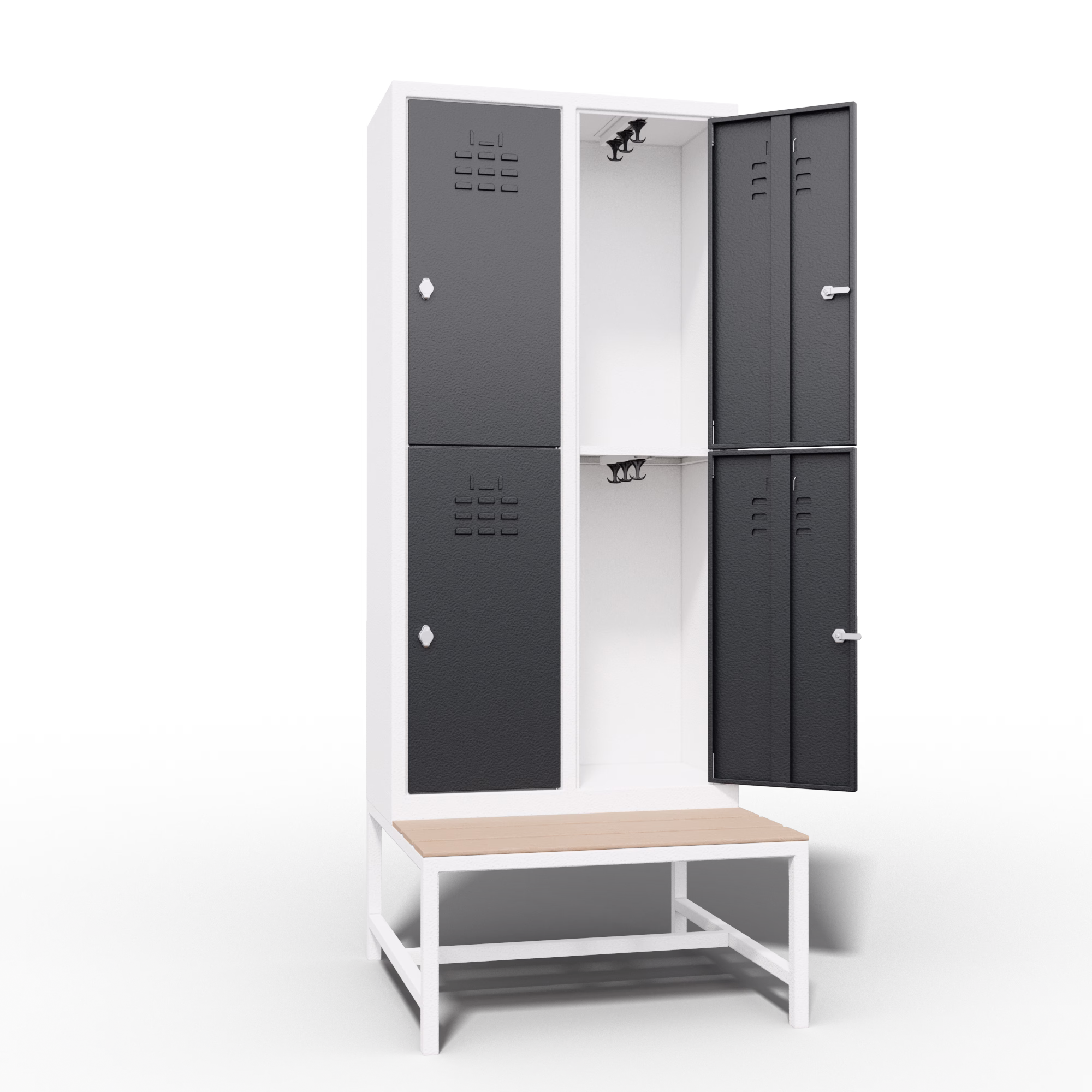 Metal Locker 4 Door Bench Interior