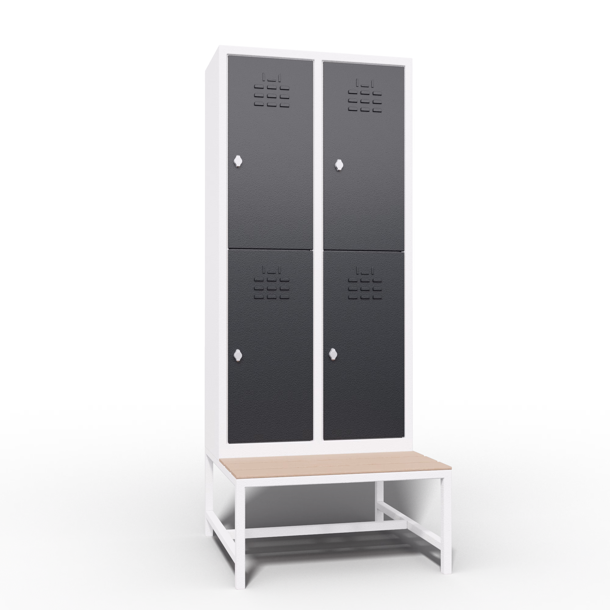 Metal Locker 4 Door Bench