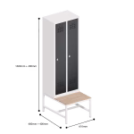 Slim Locker 2 Door Bench Dimensions