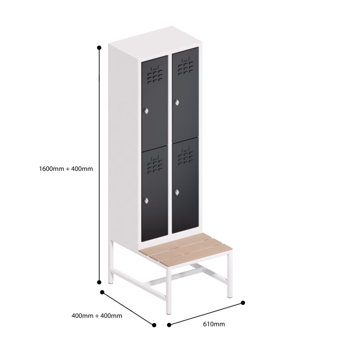 Slim Locker 2 Tier 4 Door Bench Dimensions