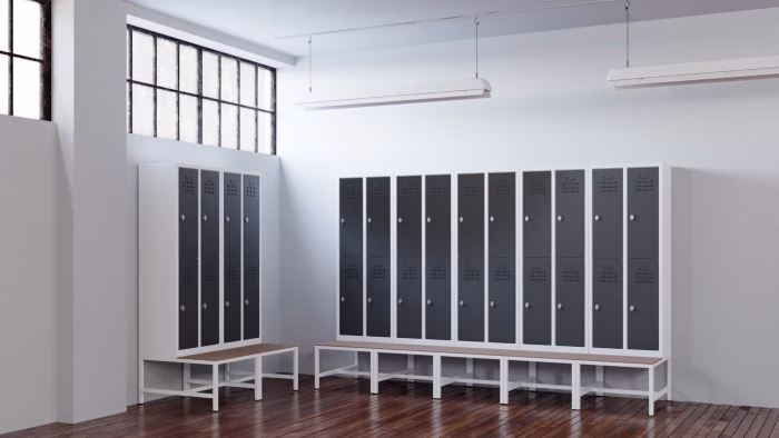 Slim Locker 2 Tier 4 Door Bench In Room