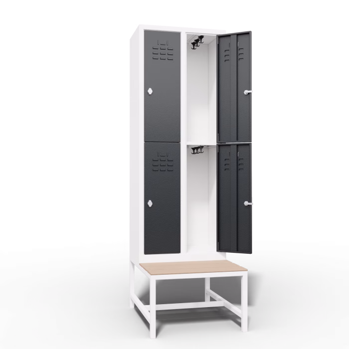 Slim Locker 2 Tier 4 Door Bench Interior