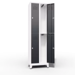 Slim Locker storage wardrobe 2 Tier 4 Door Interior view with clothes hangers