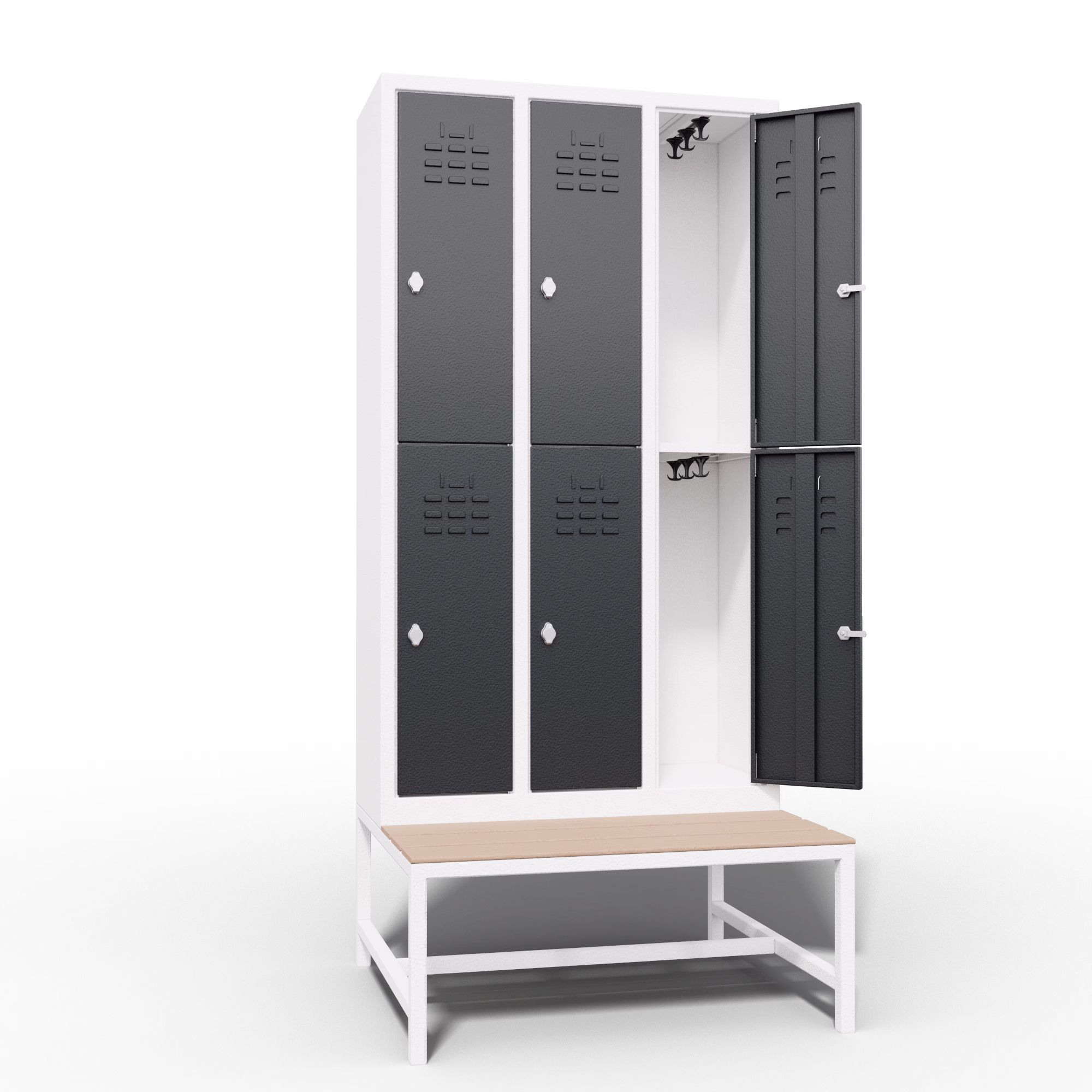 Slim Locker 2 Tier 6 Door Bench Interior