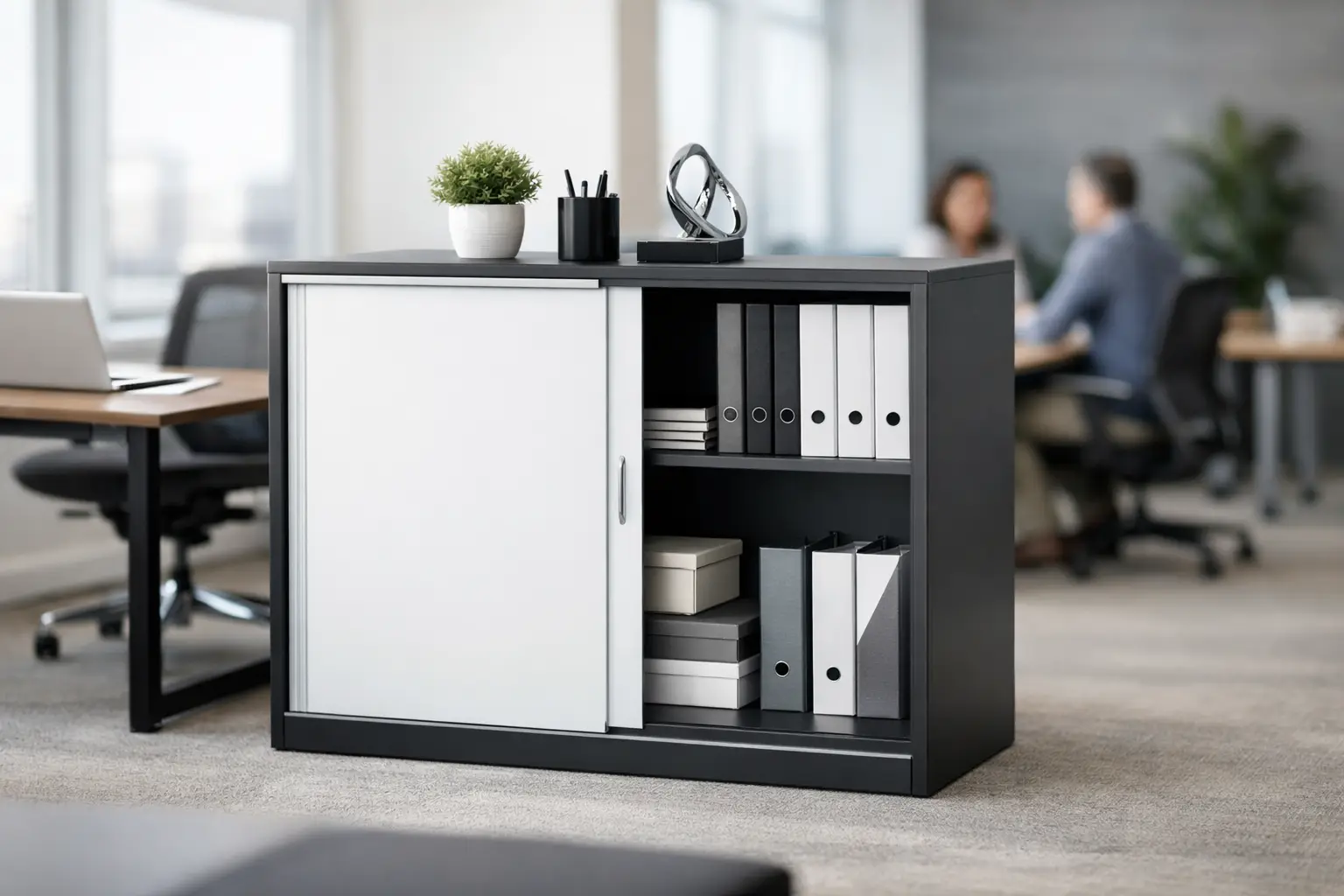 Sliding Door Office Cabinet for Busy Workplaces