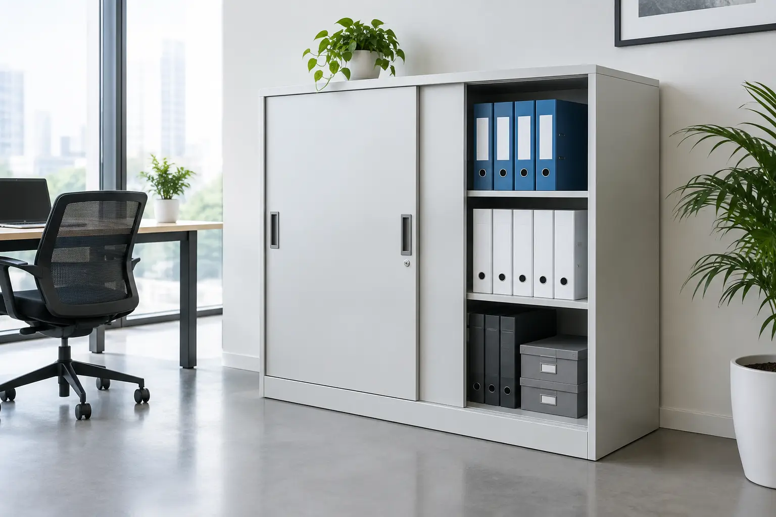 Sliding Door Filing Cabinet for Busy Offices